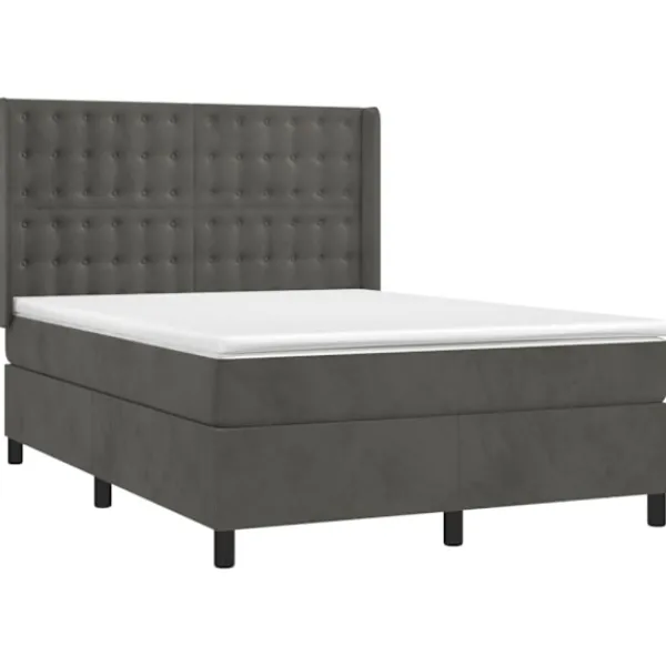 vidaXL Sängar>Ramsäng med madrass mörk 140x200 cm sammet