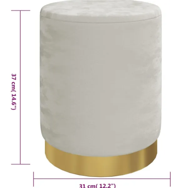 vidaXL Sittpuffar>Rund förvaringspall ljus sammet 31 x 37 cm