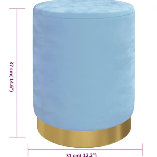 vidaXL Sittpuffar>Rund förvaringspall ljus sammet 31 x 37 cm