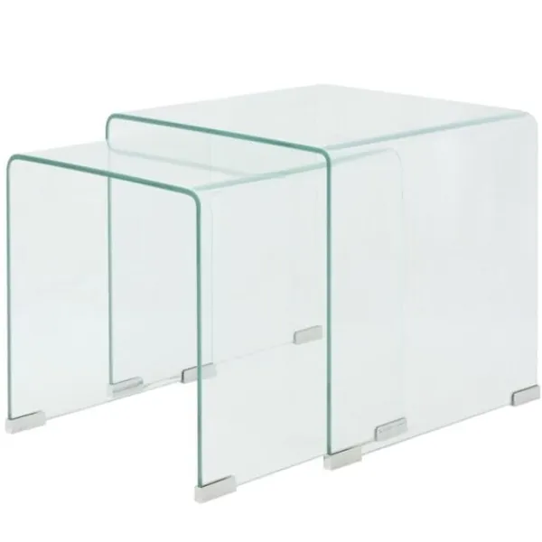 vidaXL Småbord>Satsbord 2 st bord härdat klarglas