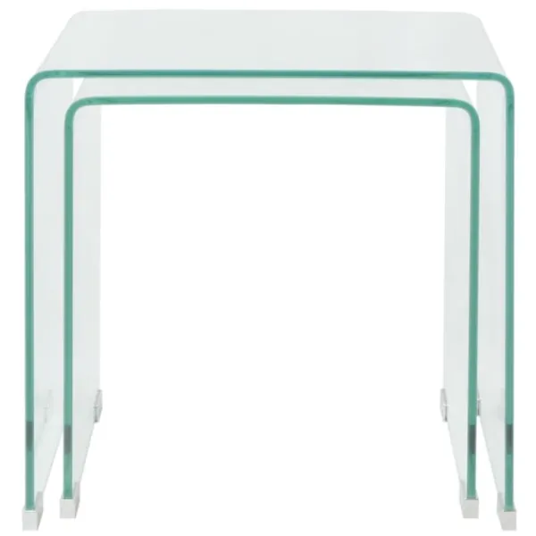 vidaXL Småbord>Satsbord 2 st bord härdat klarglas