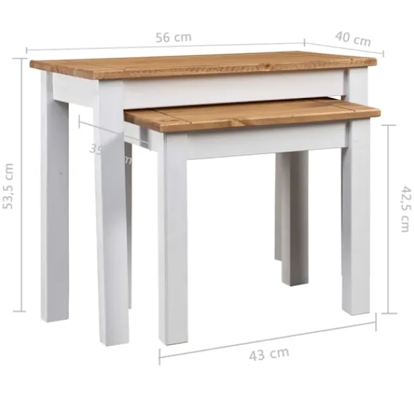 vidaXL Småbord>Satsbord 2 st massiv furu panama