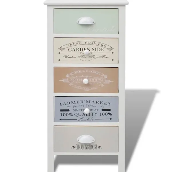 vidaXL Byråer>Shabby Chic French byrå 5 lådor trä