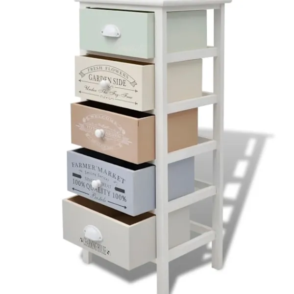 vidaXL Byråer>Shabby Chic French byrå 5 lådor trä