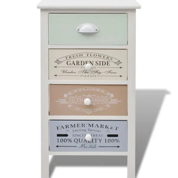vidaXL Byråer>Shabby Chic French byrå 4 lådor trä