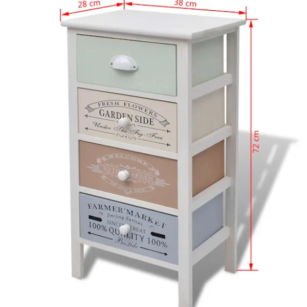 vidaXL Byråer>Shabby Chic French byrå 4 lådor trä