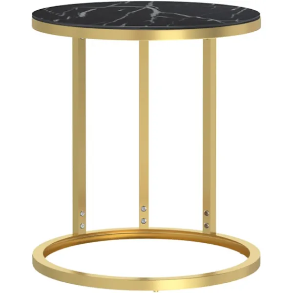 vidaXL Småbord>Sidobord och svart marmor 45 cm härdat glas
