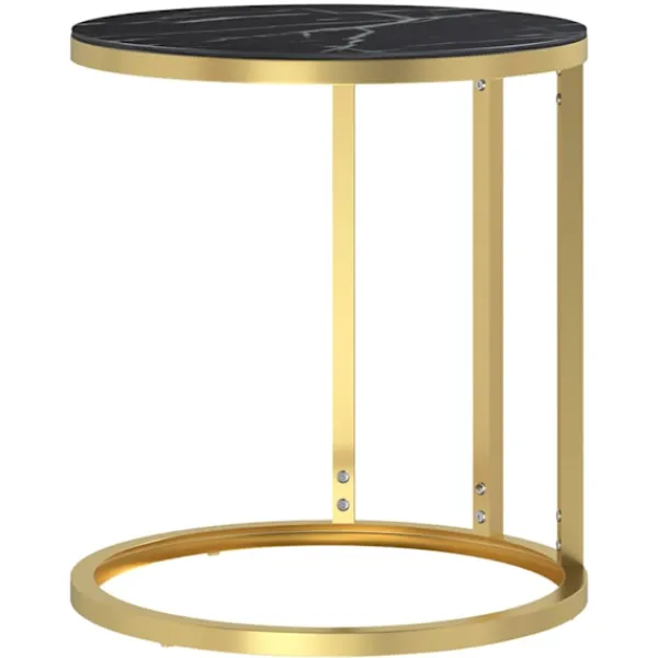 vidaXL Småbord>Sidobord och svart marmor 45 cm härdat glas