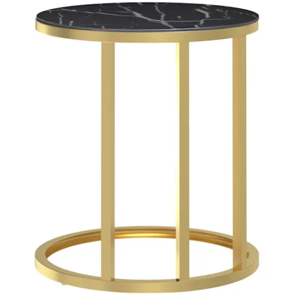 vidaXL Småbord>Sidobord och svart marmor 45 cm härdat glas
