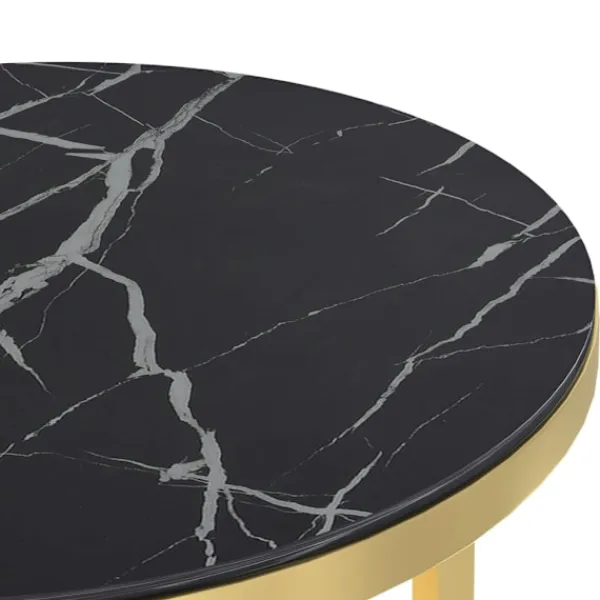 vidaXL Småbord>Sidobord och svart marmor 45 cm härdat glas