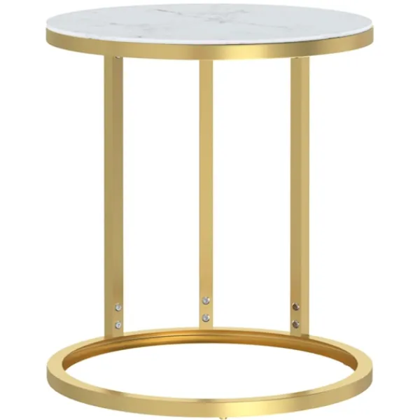 vidaXL Småbord>Sidobord och vit marmor 45 cm härdat glas