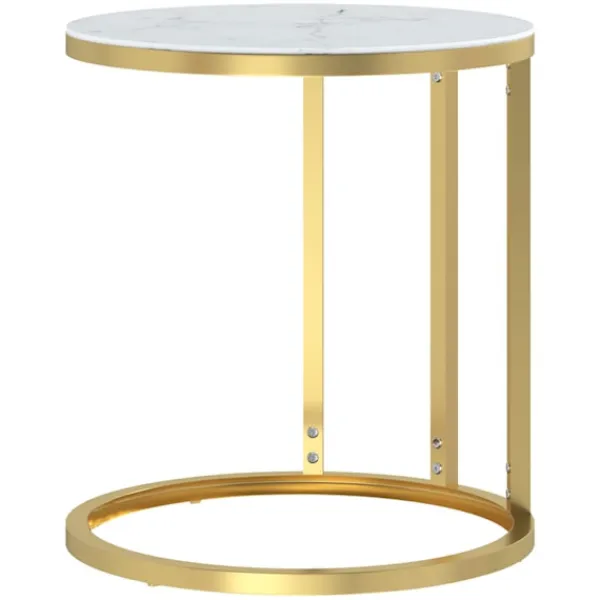 vidaXL Småbord>Sidobord och vit marmor 45 cm härdat glas