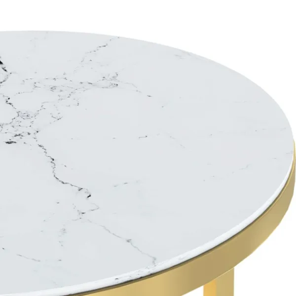 vidaXL Småbord>Sidobord och vit marmor 45 cm härdat glas