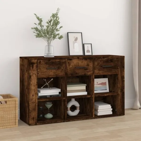 vidaXL Sideboards>Sidobord rökfärgad ek 100x30x59,5 cm konstruerat trä