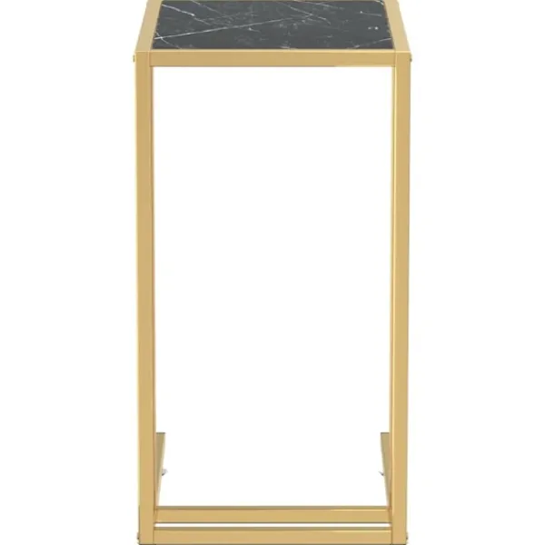vidaXL Soffbord>Sidobord till datorbord marmor 50x35x65 cm härdat glas