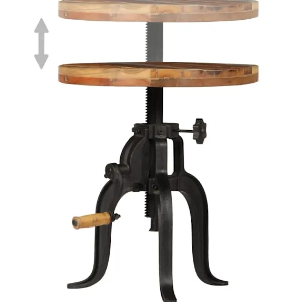 vidaXL Småbord>Sidobord 45x (45-62) cm massivt återvunnet trä och gjutjärn