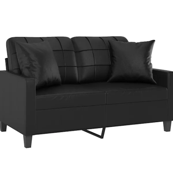 vidaXL Soffor>2-sits soffa med prydnadskuddar 120 cm konstläder