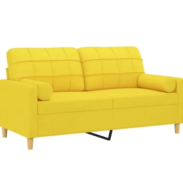 vidaXL Soffor>2-sits soffa med prydnadskuddar ljus 140 cm tyg
