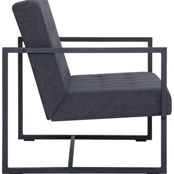vidaXL Soffor>2-sitssoffa med armstöd mörk stål och tyg