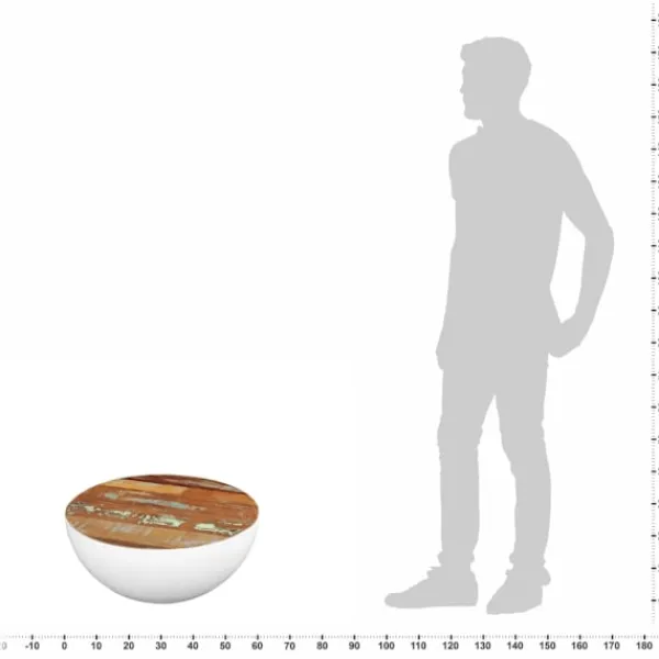 vidaXL Soffbord>Skålformat soffbord återvunnet massivt trä 60x60x30 cm