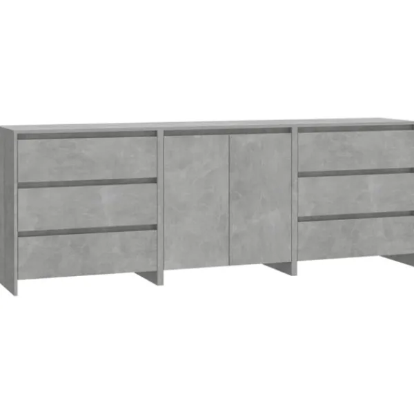 vidaXL Sideboards>Skänk 3 delar betong konstruerat trä