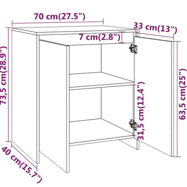 vidaXL Sideboards>Skänk 3 delar betong konstruerat trä
