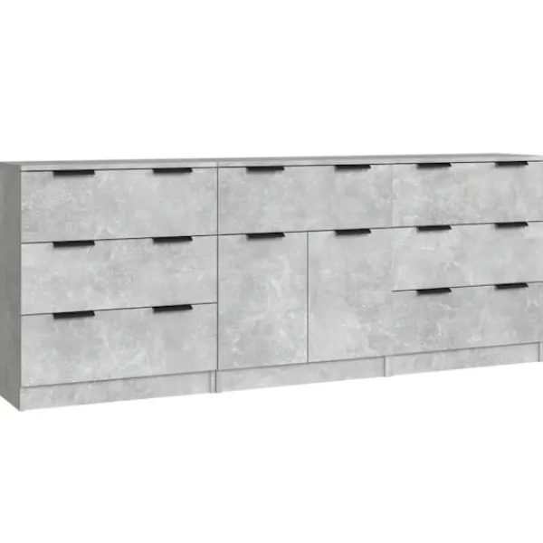 vidaXL Sideboards>Skänk 3 delar betong konstruerat trä