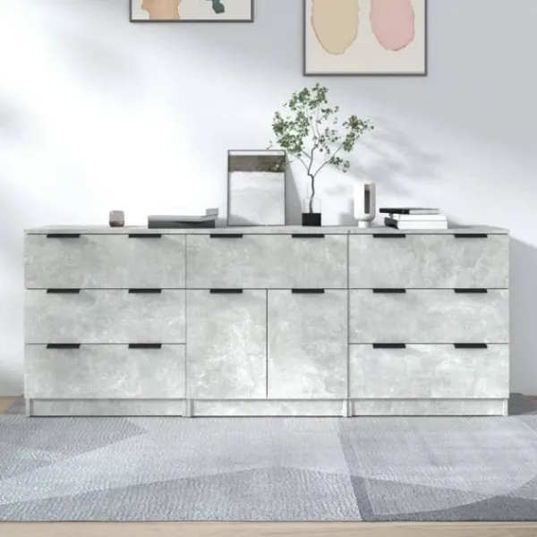 vidaXL Sideboards>Skänk 3 delar betong konstruerat trä