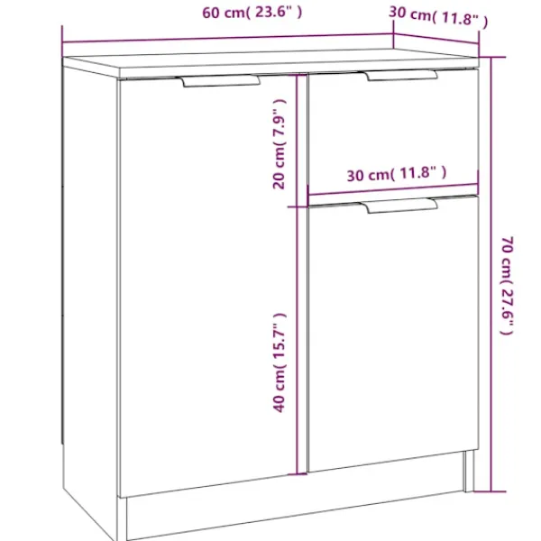 vidaXL Skåp>Skänk 2 delar sonoma 60x30x70 cm konstruerat trä