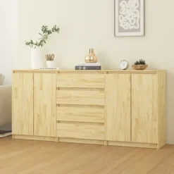 vidaXL Sideboards>Skänk 3 delar massiv furu