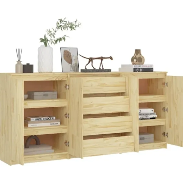 vidaXL Sideboards>Skänk 3 delar massiv furu