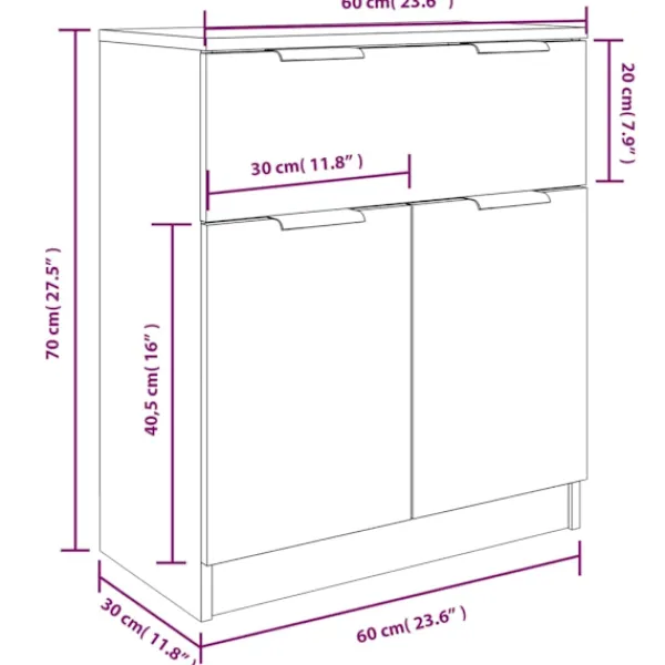 vidaXL Sideboards>Skänk 3 delar rökfärgad ek konstruerat trä