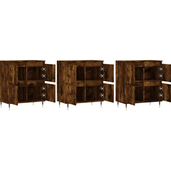 vidaXL Sideboards>Skänk 3 delar rökfärgad ek konstruerat trä