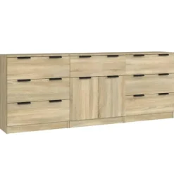 vidaXL Sideboards>Skänk 3 delar sonoma-ek konstruerat trä