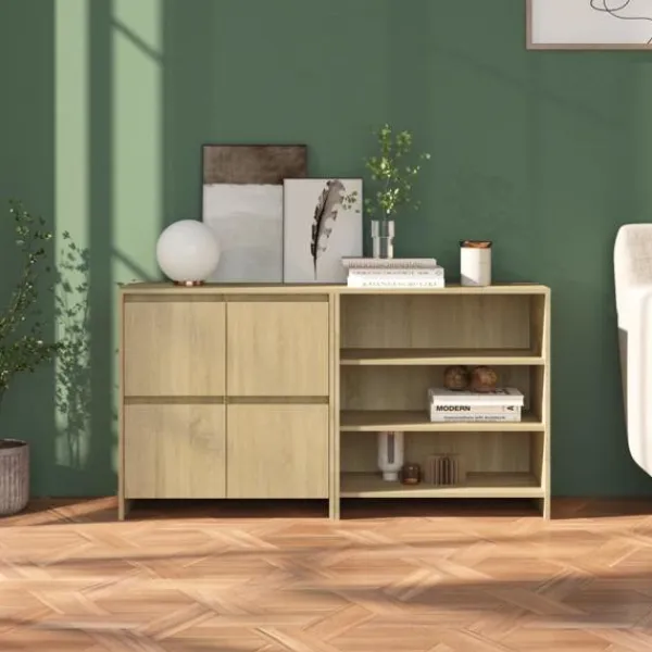 vidaXL Sideboards>Skänk 2 delar sonoma-ek konstruerat trä
