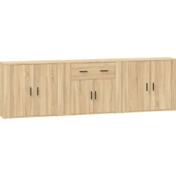 vidaXL Sideboards>Skänk 3 delar Sonoma ek konstruerat trä