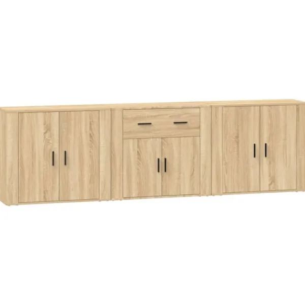 vidaXL Sideboards>Skänk 3 delar Sonoma ek konstruerat trä