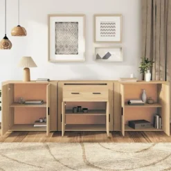 vidaXL Sideboards>Skänk 3 delar Sonoma ek konstruerat trä