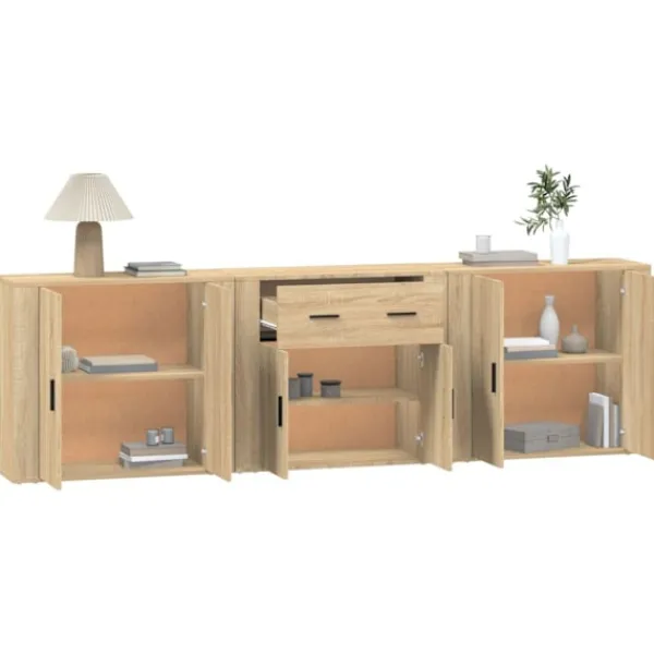 vidaXL Sideboards>Skänk 3 delar Sonoma ek konstruerat trä