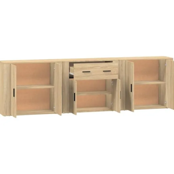 vidaXL Sideboards>Skänk 3 delar Sonoma ek konstruerat trä