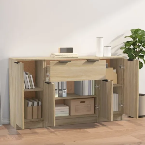 vidaXL Byråer>Skänk 3 delar Sonoma ek konstruerat trä