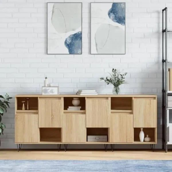 vidaXL Sideboards>Skänk 3 delar Sonoma ek konstruerat trä
