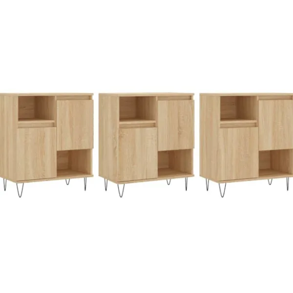 vidaXL Sideboards>Skänk 3 delar Sonoma ek konstruerat trä