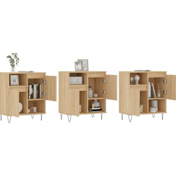 vidaXL Sideboards>Skänk 3 delar Sonoma ek konstruerat trä