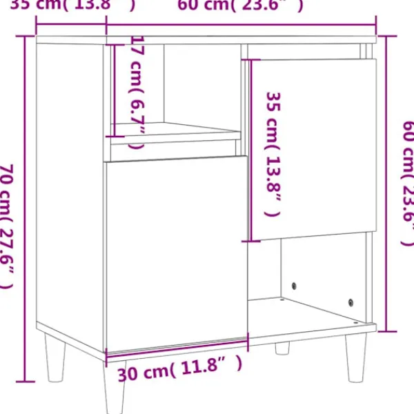 vidaXL Sideboards>Skänk 2 st betong 60x35x70 cm konstruerat trä
