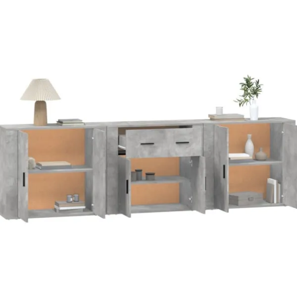 vidaXL Sideboards>Skänk 3 st betong konstruerat trä