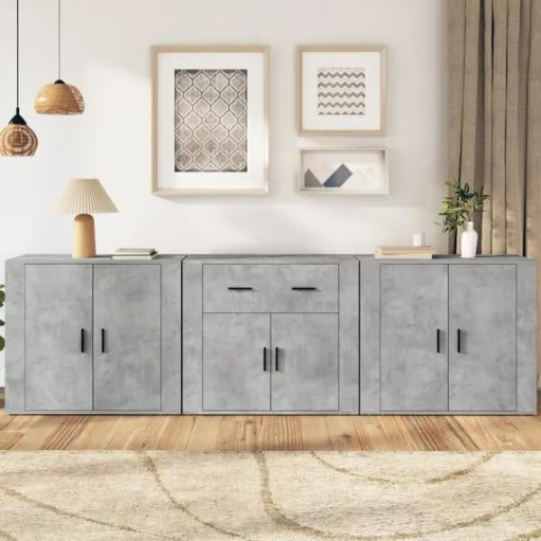vidaXL Sideboards>Skänk 3 st betong konstruerat trä