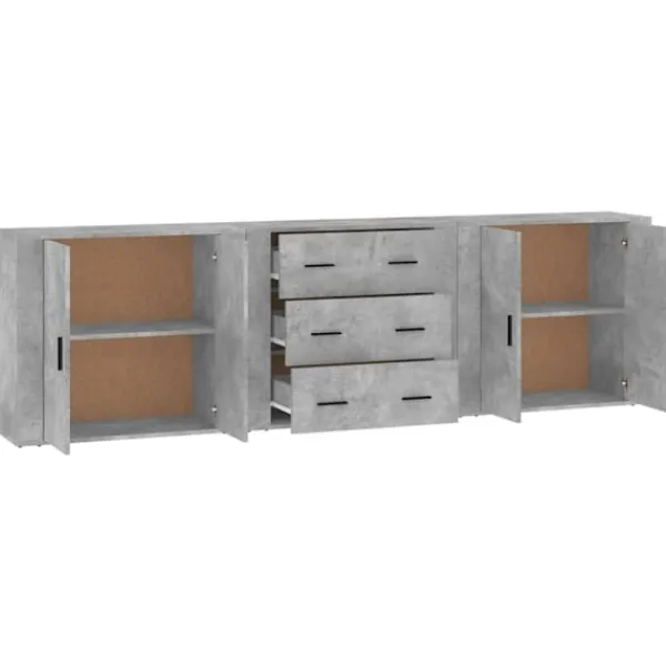 vidaXL Sideboards>Skänk 3 st betong konstruerat trä