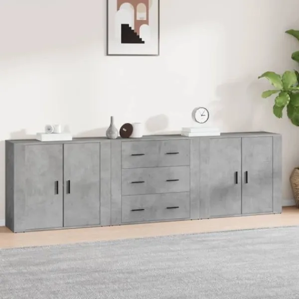 vidaXL Sideboards>Skänk 3 st betong konstruerat trä