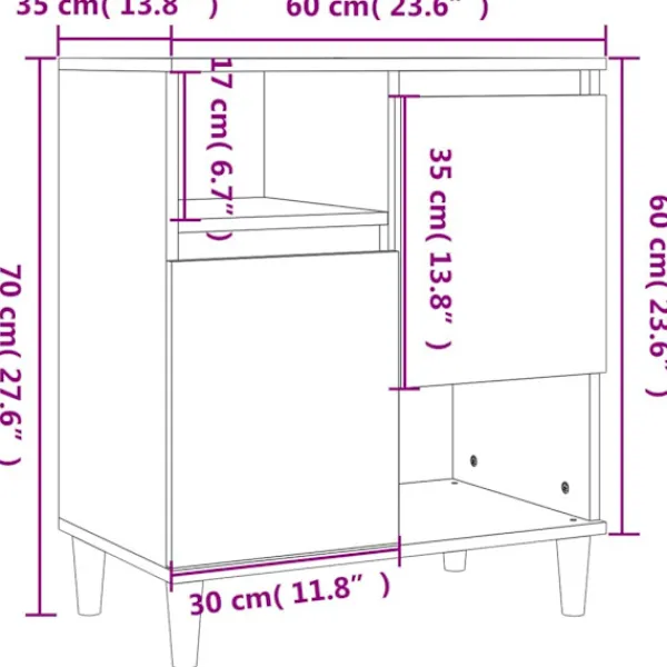 vidaXL Sideboards>Skänk 2 st ek 60x35x70 cm konstruerat trä